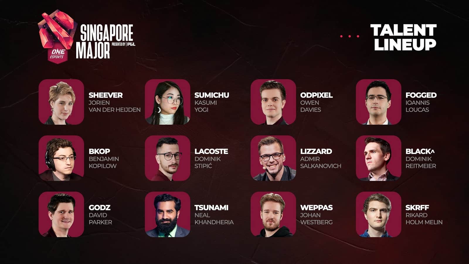 Dota 2: Broadcast Talent Announced For The ONE Esports Singapore Major